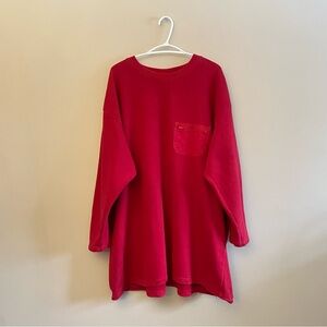 Vintage Cotton Ginny Plus Drop Shoulder Red Pullover Tunic Sweatshirt